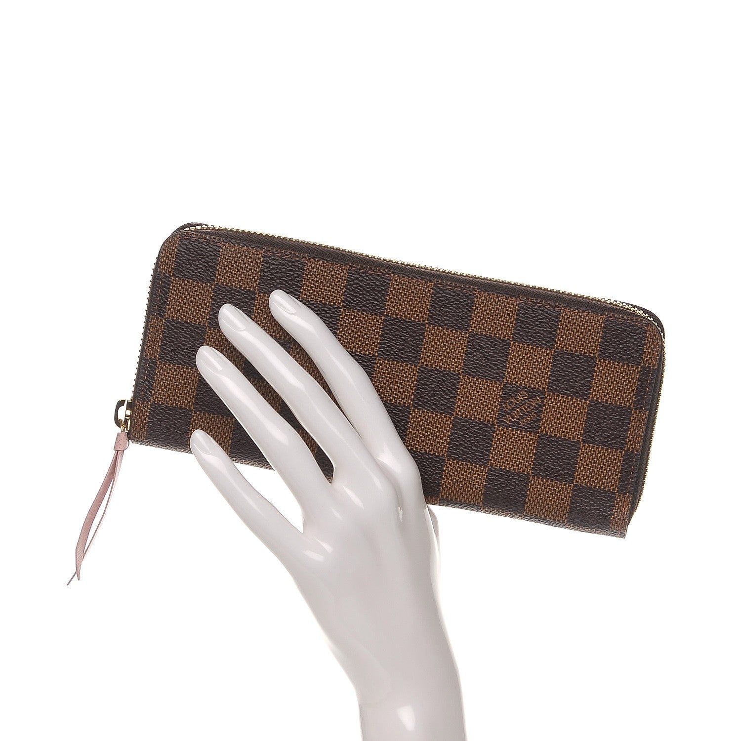 Louis Vuitton Damier Ebene Clemence Wallet Rose Ballerine 2 of 7
