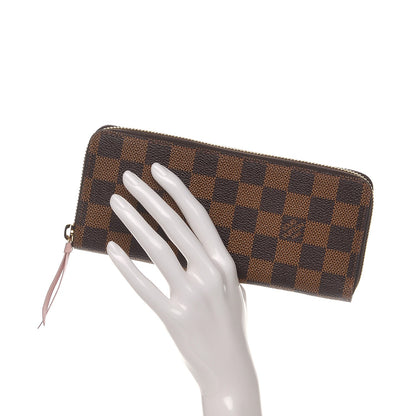 Louis Vuitton Damier Ebene Clemence Wallet Rose Ballerine 2 of 7