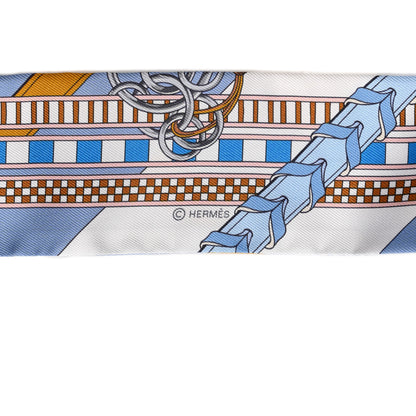 Hermes Silk Brides et Gris Twilly Gris Bleu Jean White Miel 4 of 4