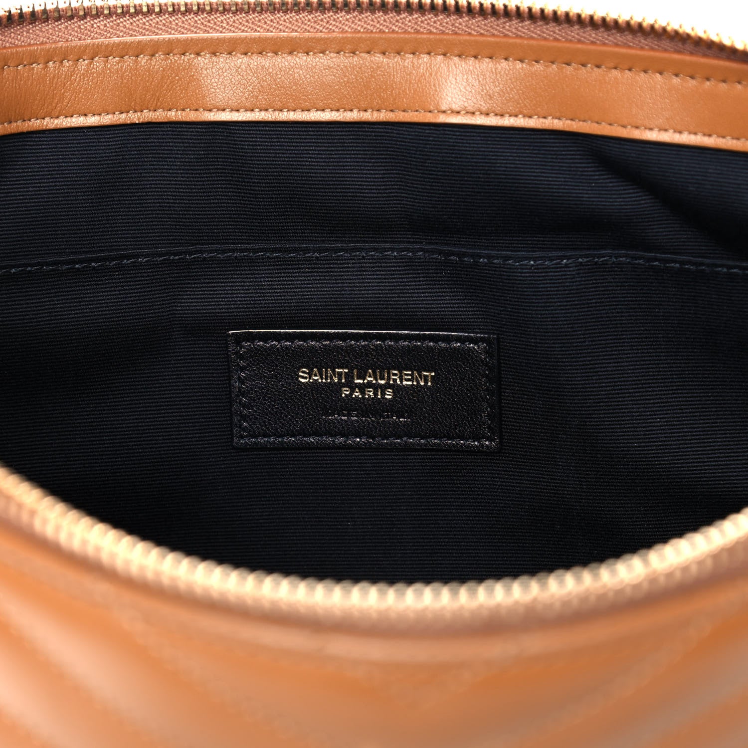 Saint Laurent Calfskin Matelasse Chevron Monogram Document Holder Naturel Dark 5 of 14