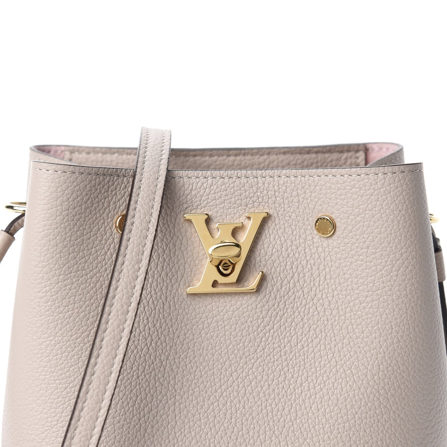 Calfskin Nano Lockme Bucket Greige