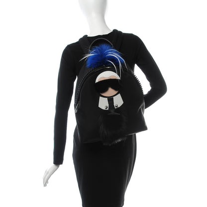 Fendi Nylon Vitello Century Mink Fox Goat Fur Studded Karlito Backpack Black Multicolor 2 of 10
