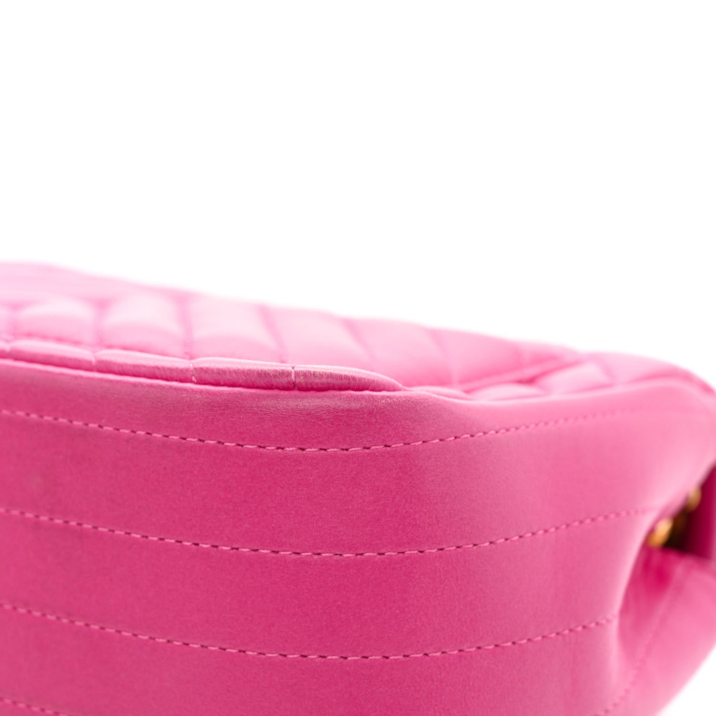 Lambskin Chevron Quilted Mini Square Flap Fuchsia