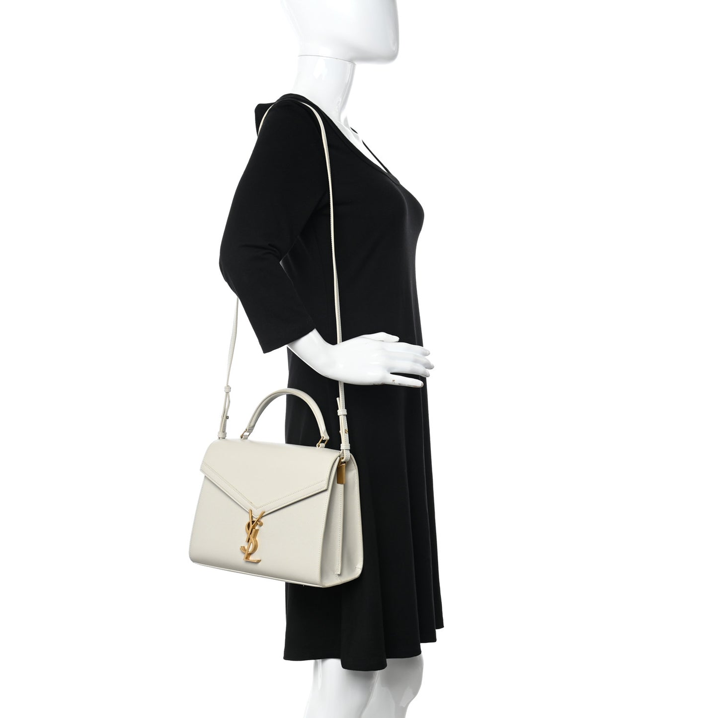 Grain de Poudre Medium Classic Monogram Cassandra Top Handle Crema Soft Rouge Legion