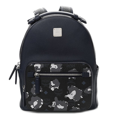 MCM Calfskin Visetos Floral Leopard Klassik Small Stark Backpack Blue Black 1 of 9