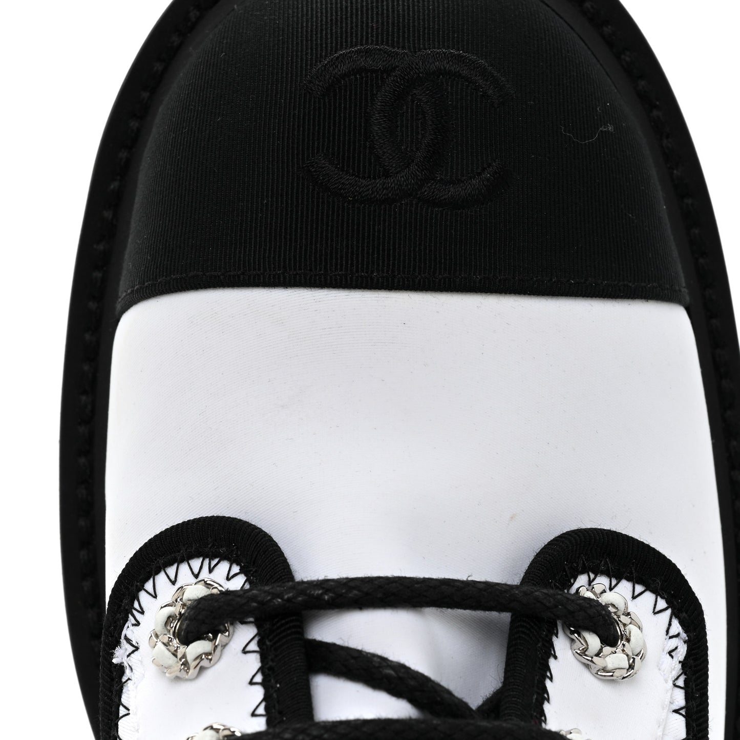 Fabric Grosgrain Quilted Cap Toe Lace Up Combat Boots 37 White Black