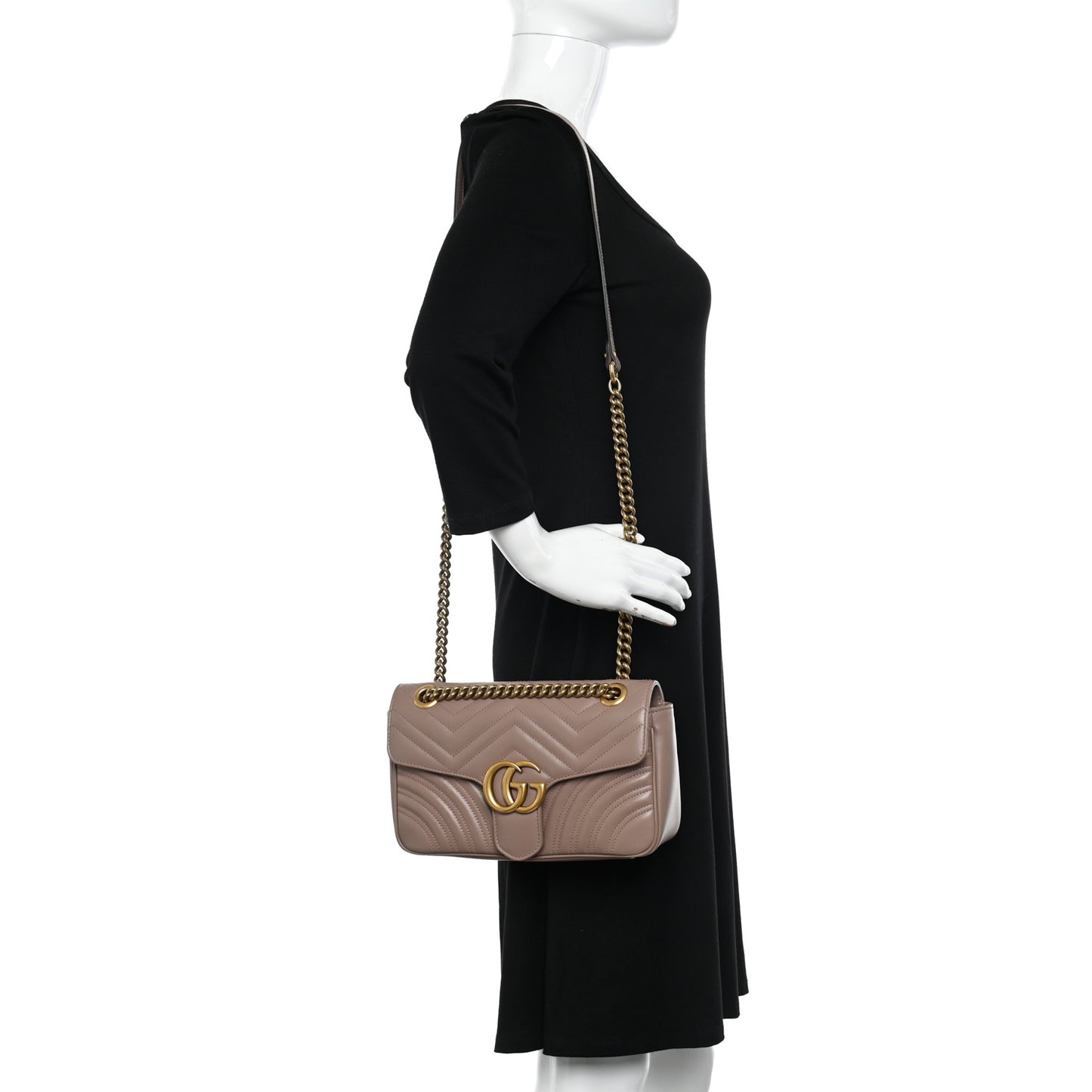 Calfskin Matelasse Small GG Marmont Shoulder Bag Porcelain Rose