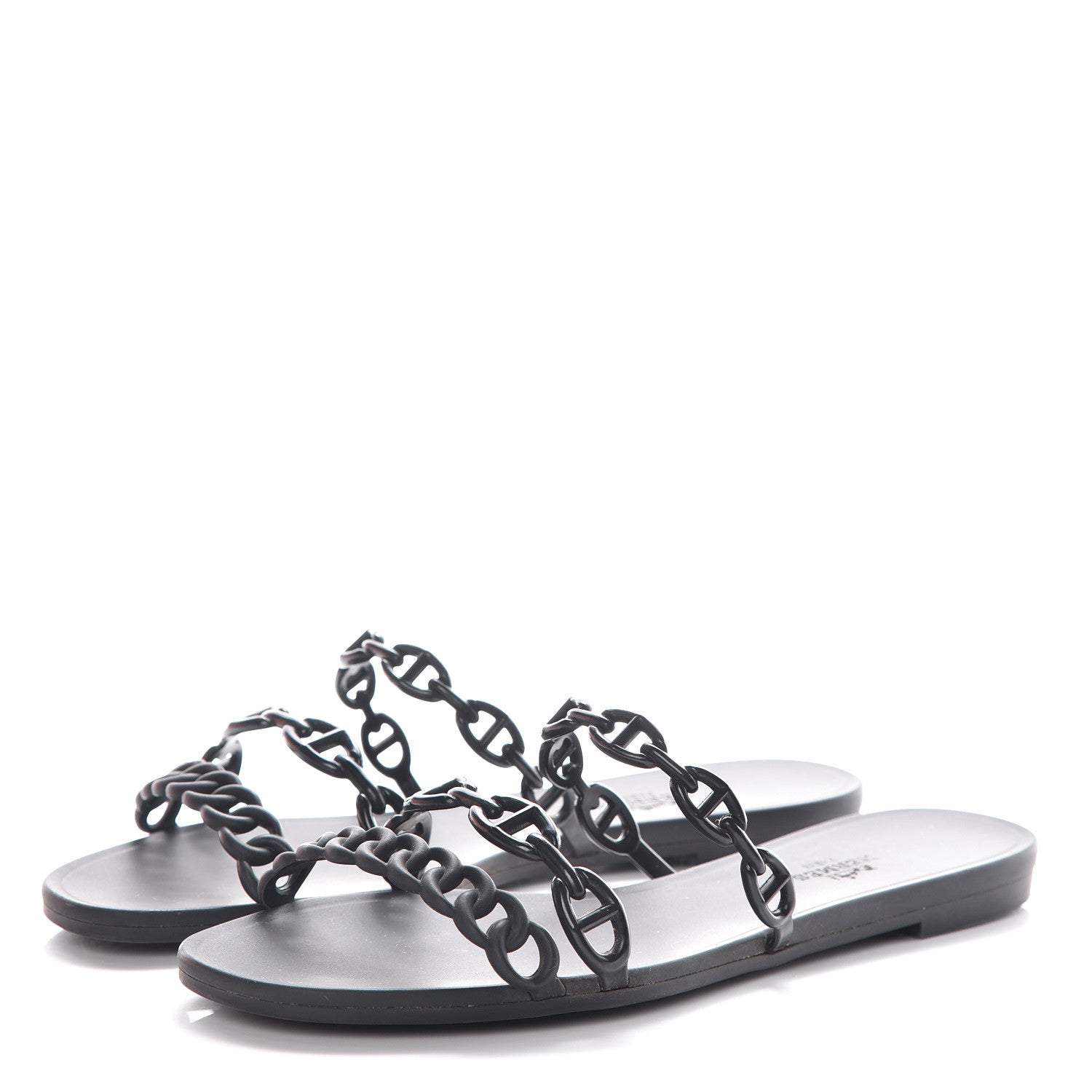 Hermes Rubber Chaine d'Ancre Rivage Sandals 39 Black 3 of 10