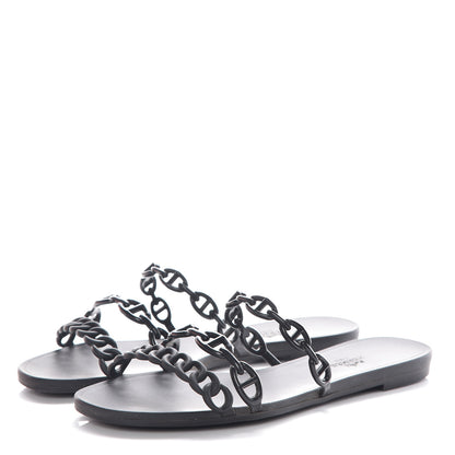 Hermes Rubber Chaine d'Ancre Rivage Sandals 39 Black 3 of 10