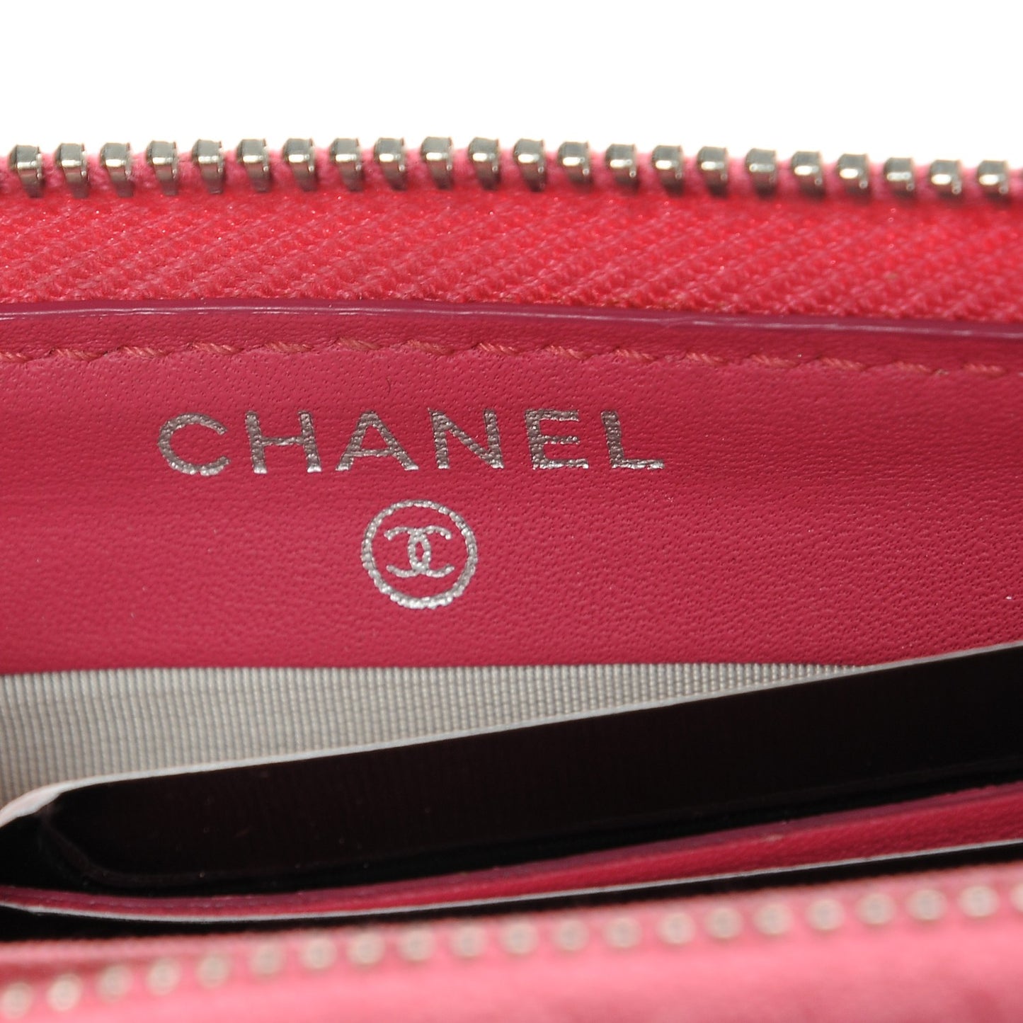 Patent Quilted Small Zip Around Wallet Pink