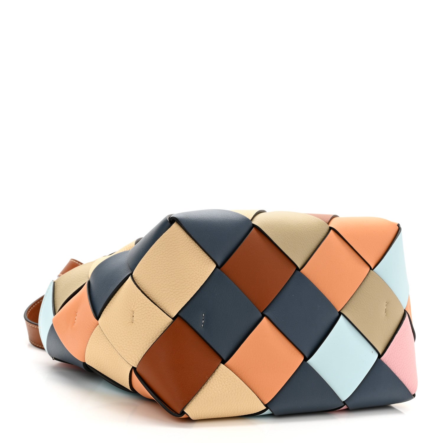 Loewe Calfskin Small Woven Basket Surplus Bag Soft Apricot Crystal Blue 4 of 9