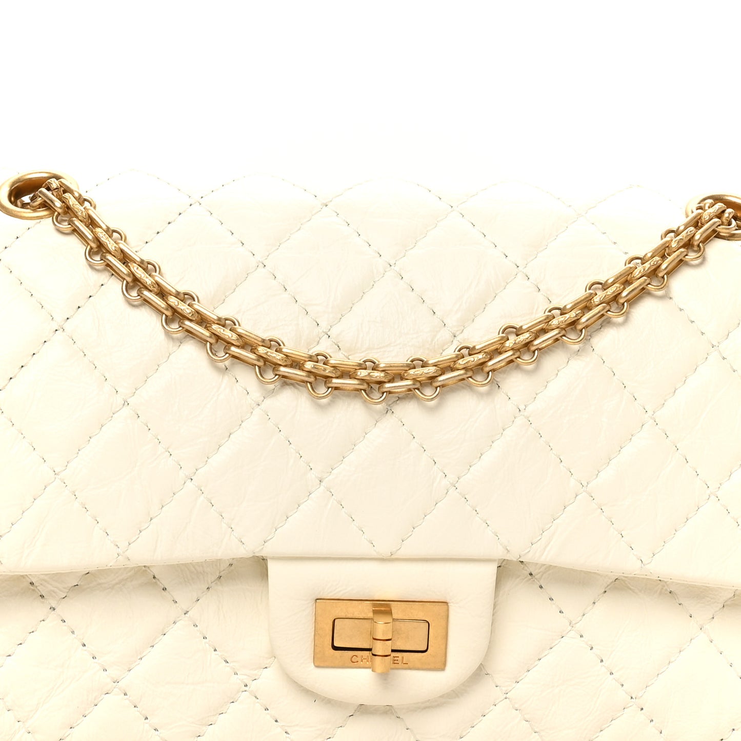 Aged Calfskin Quilted 2.55 Reissue 225 Flap White