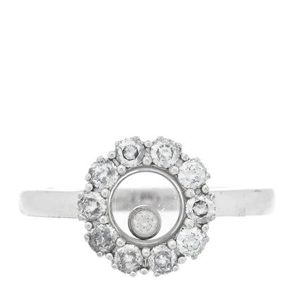 Chopard 18K White Gold Diamond Happy Diamond Round Pave Ring 48 4.5 1 of 4