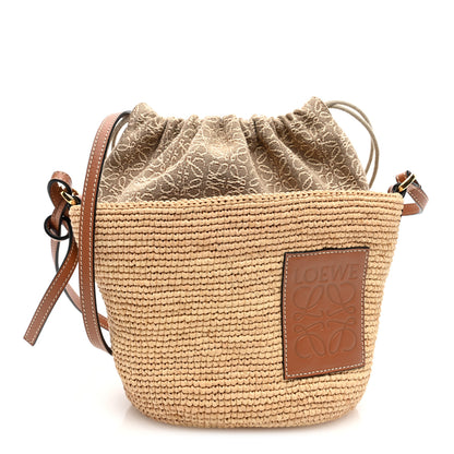 Loewe Calfskin Raffia Anagram Paulas Ibiza Pochette Bag Natural Tan 1 of 10
