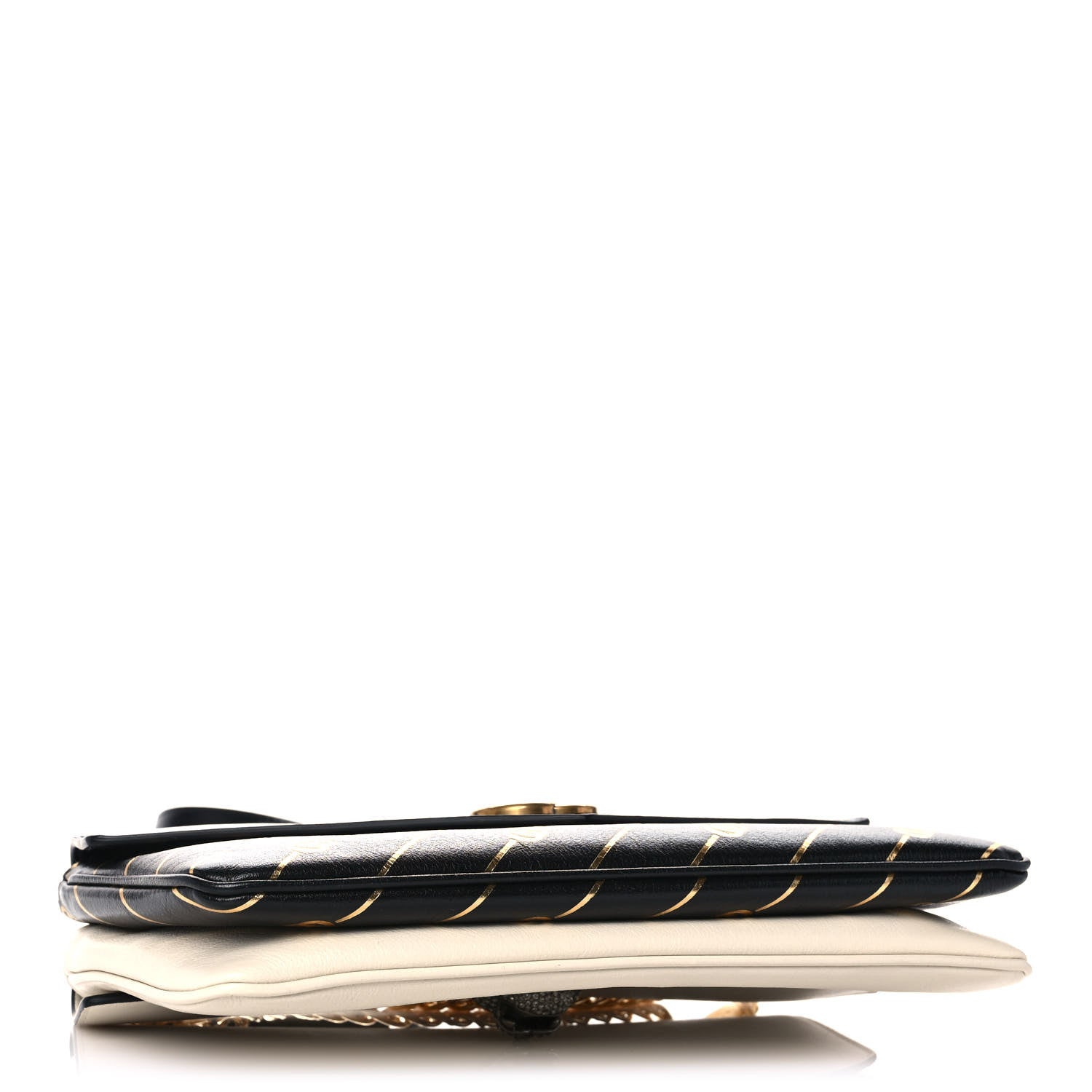 Gucci Calfskin Diagonal GG Medium Thiara Double Envelope Shoulder Bag Black White 4 of 11