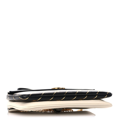 Gucci Calfskin Diagonal GG Medium Thiara Double Envelope Shoulder Bag Black White 4 of 11