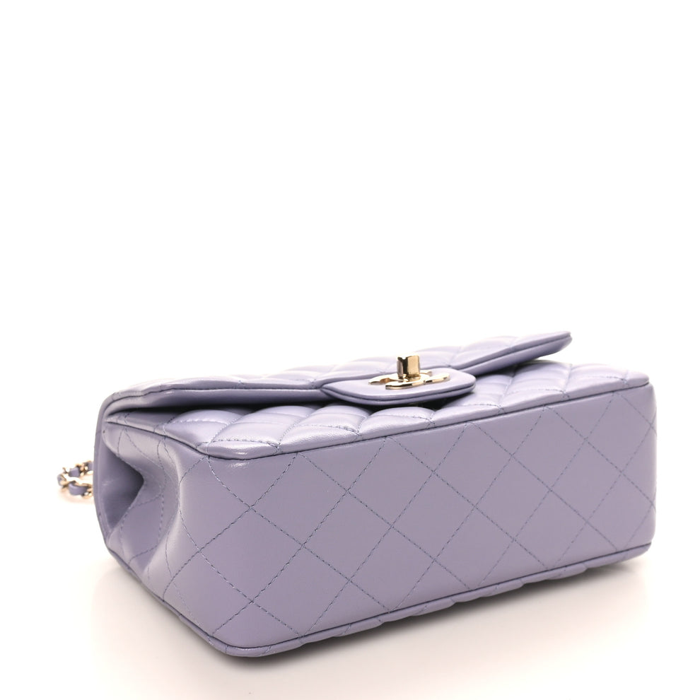 Chanel Lambskin Quilted Mini Top Handle Rectangular Flap Light Purple ...