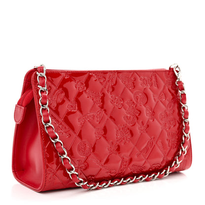 Chanel Patent Calfskin Lucky Symbols Pochette Red 4 of 11
