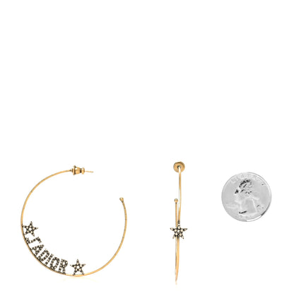 Christian Dior Metal Crystal J'Adior Hoop Earrings Aged Gold 2 of 4