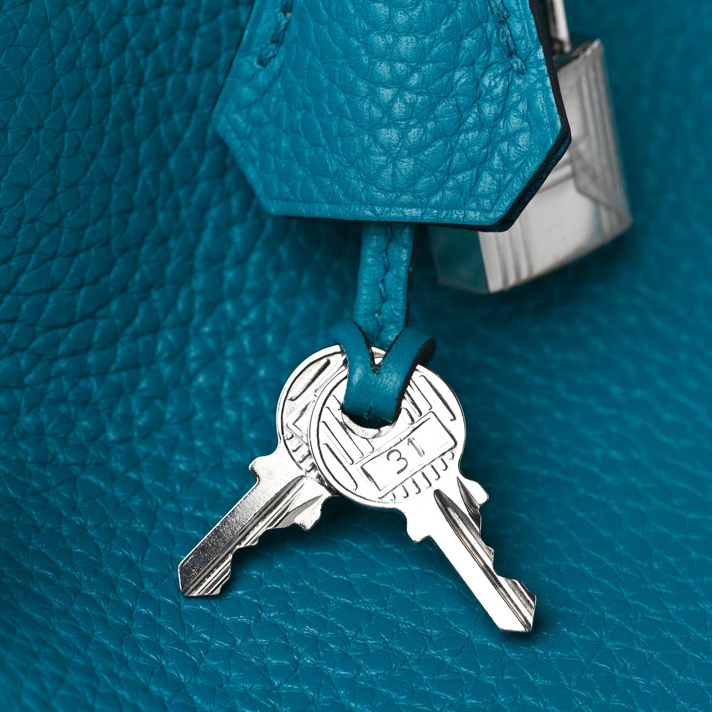 Taurillon Clemence Birkin 30 Bleu Izmir