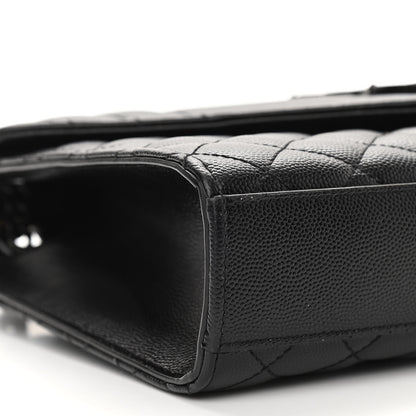 Saint Laurent Grain De Poudre Textured Mixed Matelasse Triquilt Medium Monogram Satchel Black 13 of 14