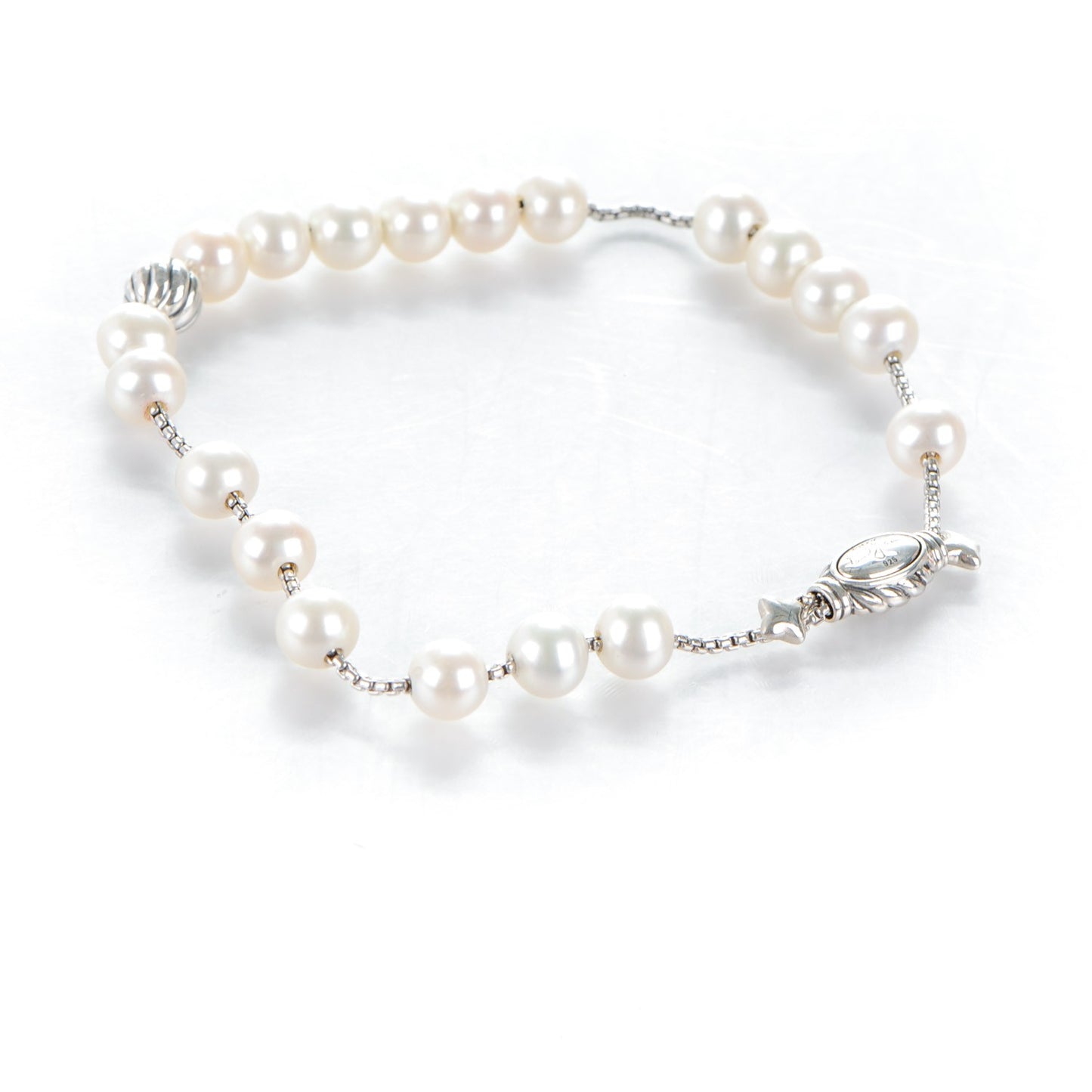 Sterling Silver Pearl 8mm Spiritual Bead Bracelet