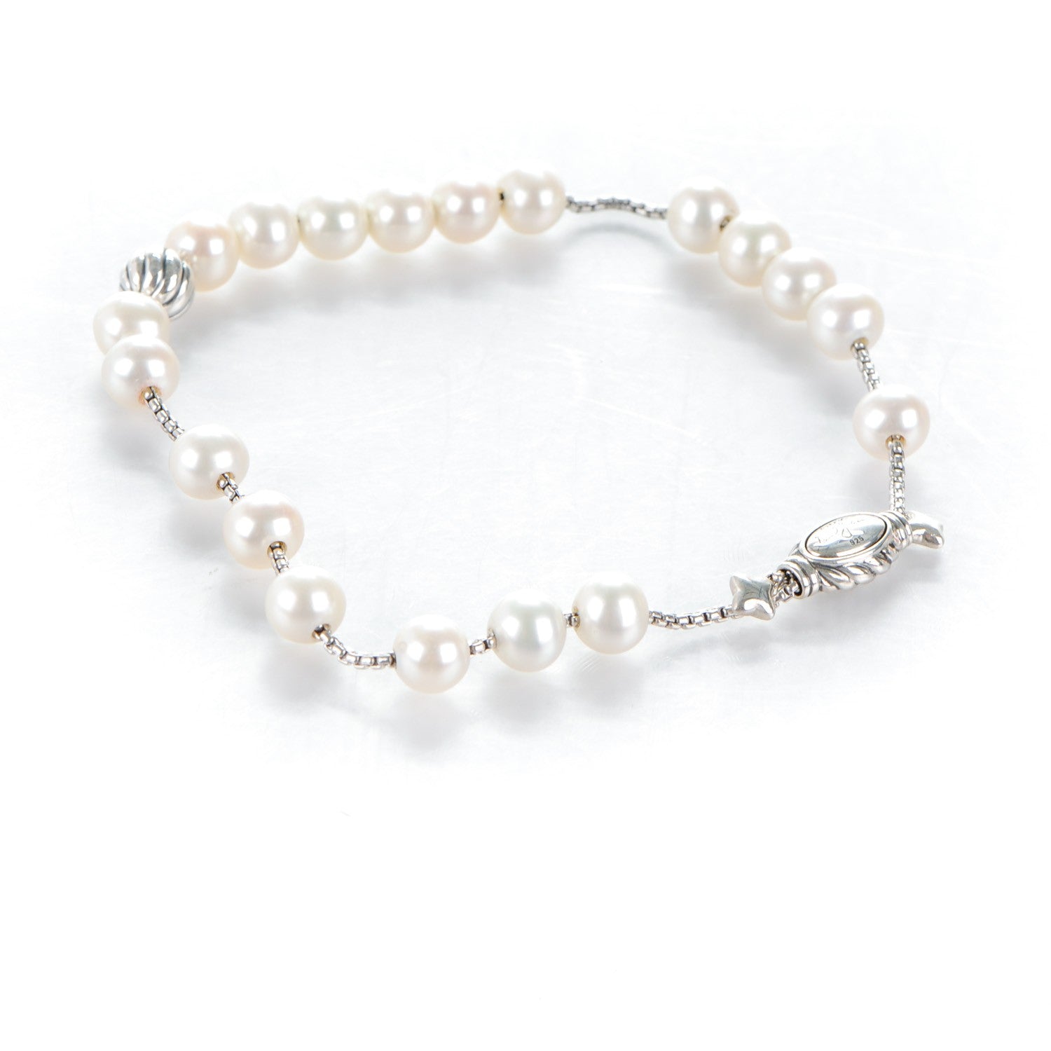 David Yurman Sterling Silver Pearl 8mm Spiritual Bead Bracelet 4 of 5