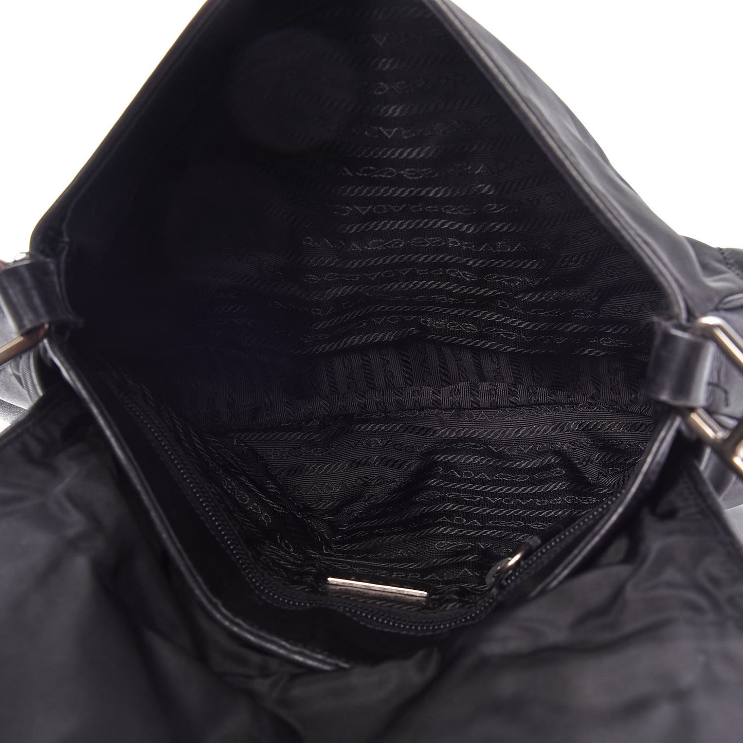 Tessuto Nylon Calfskin Shoulder Bag Black