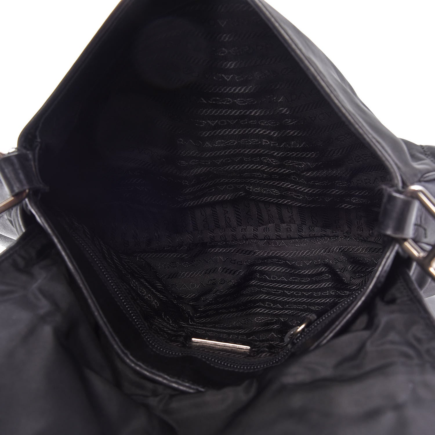Prada Tessuto Nylon Calfskin Shoulder Bag Black 5 of 14
