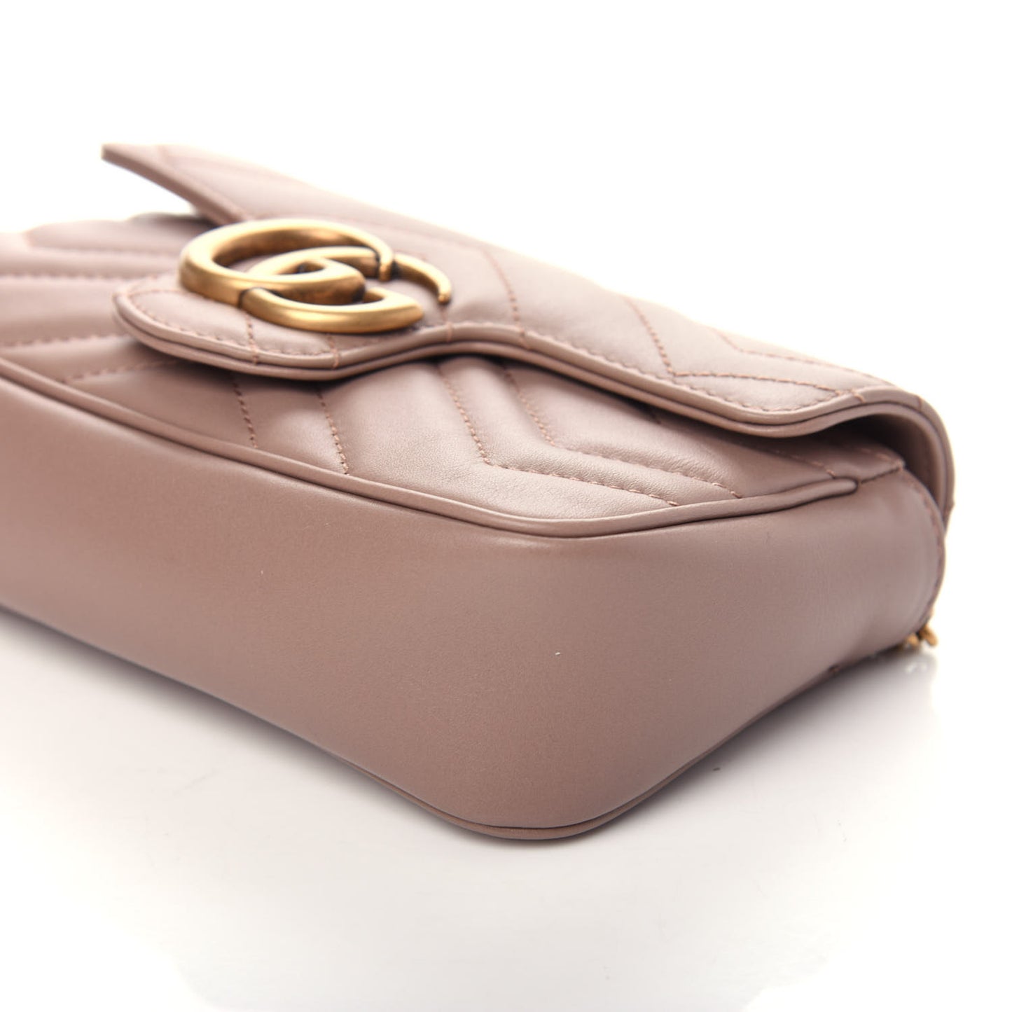 Calfskin Matelasse Super Mini GG Marmont Shoulder Bag Porcelain Rose