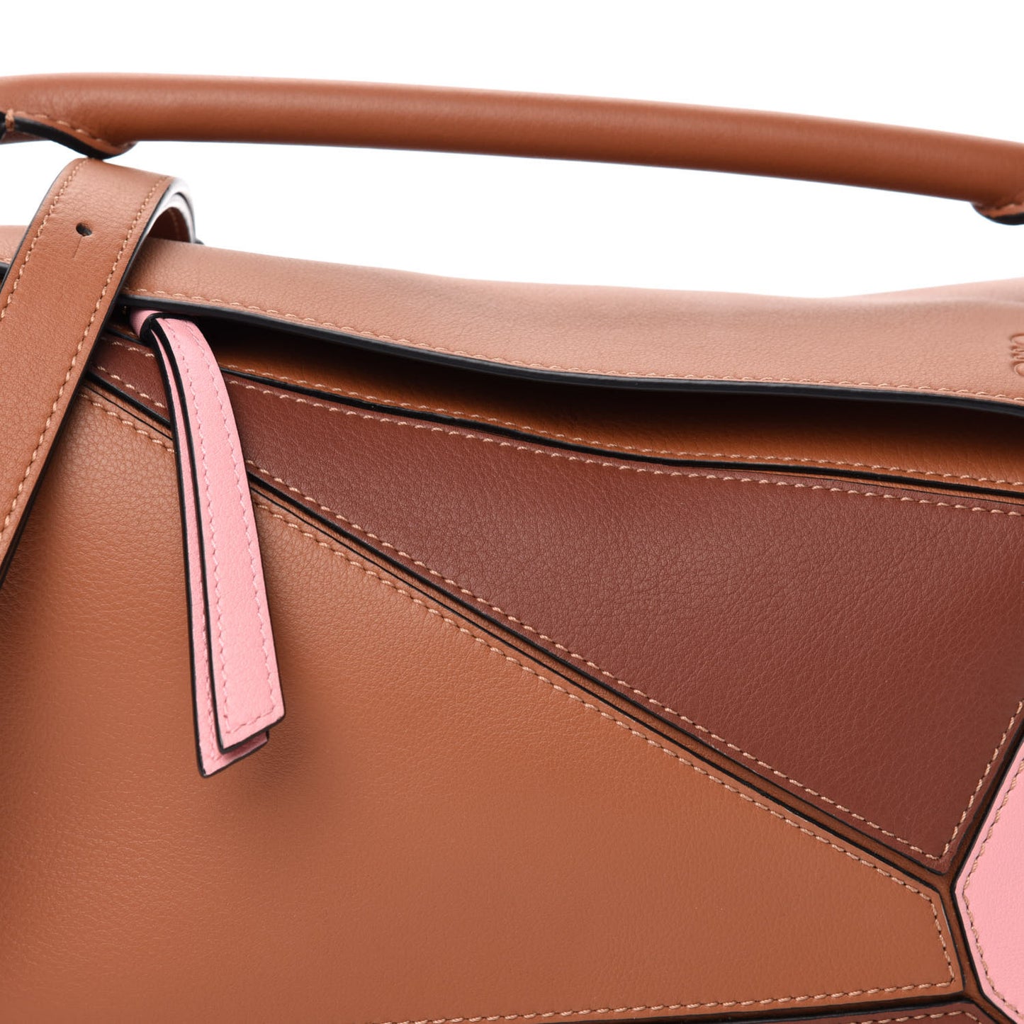 Calfskin Small Puzzle Bag Tan Medium Pink