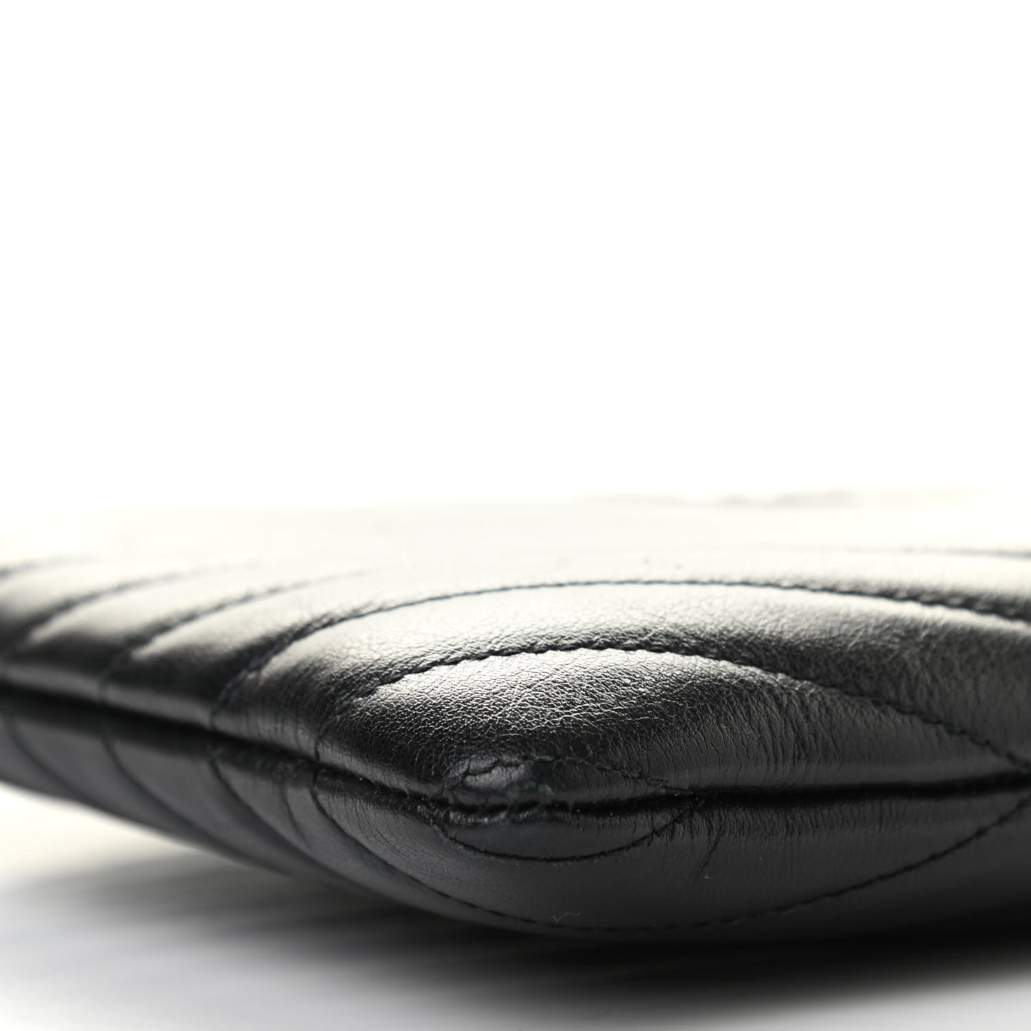 Calfskin Matelasse Chevron Monogram A5 Wristlet Black