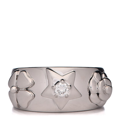Chanel 18K White Gold Diamond Camelia Band Ring 49 5 1 of 6