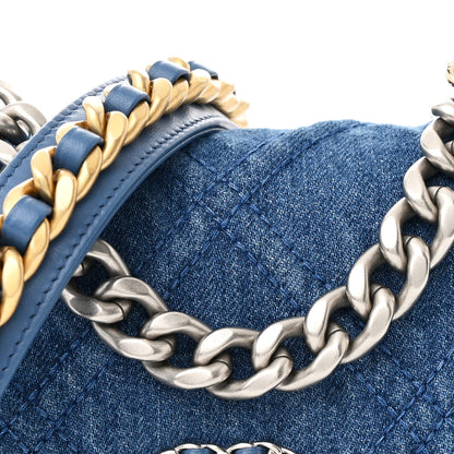Chanel Denim Quilted Chanel 19 Wallet On Chain WOC Blue 9 of 12
