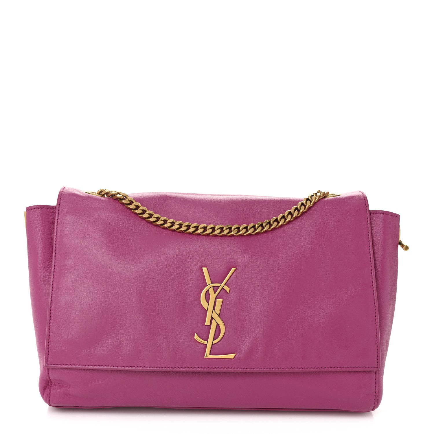 Saint Laurent Smooth Calfskin Suede Medium Reversible Monogram Kate Satchel Rose Rubis 2 of 35