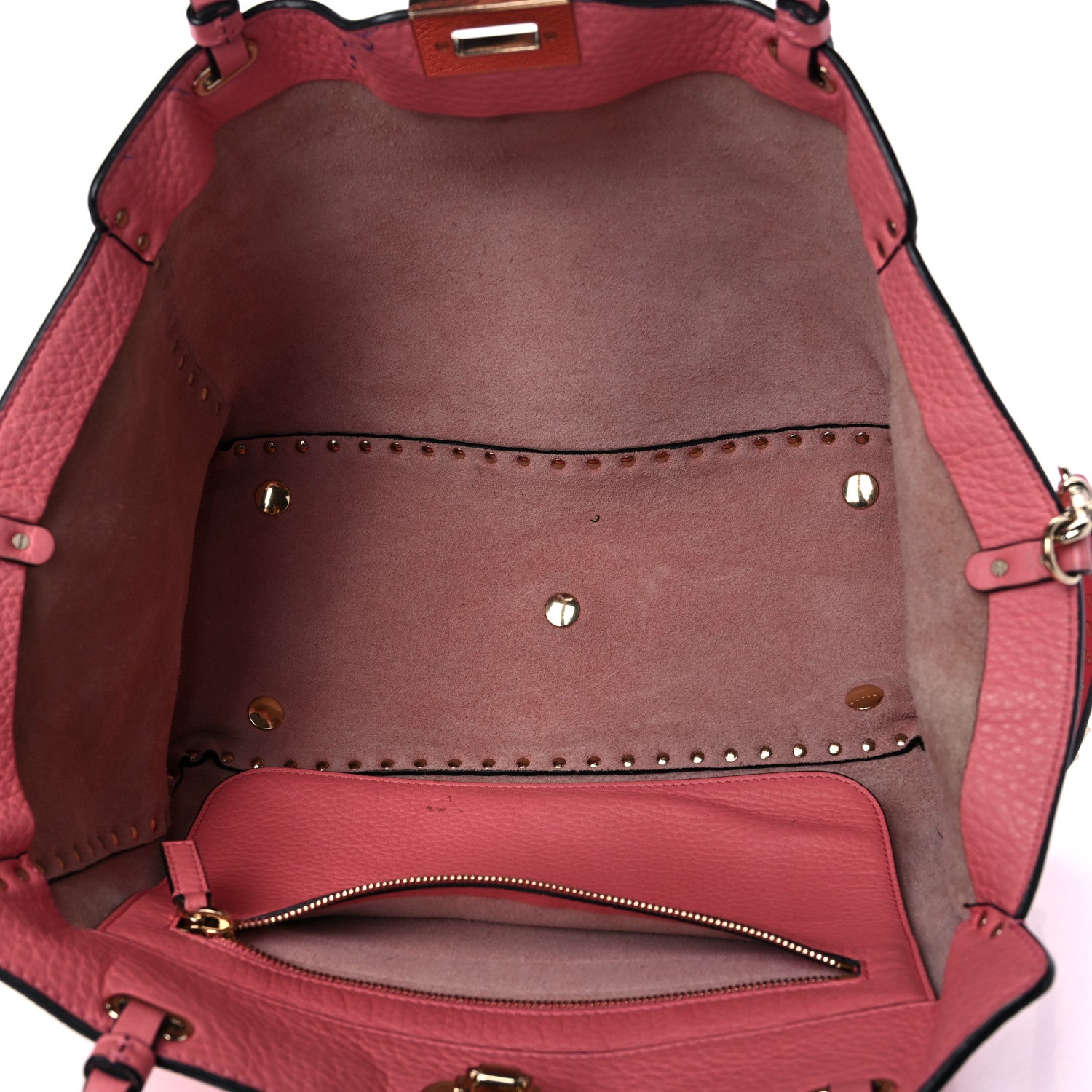 Valentino Garavani Pebbled Calfskin Medium Rockstud Tote Paradise Rose 5 of 13