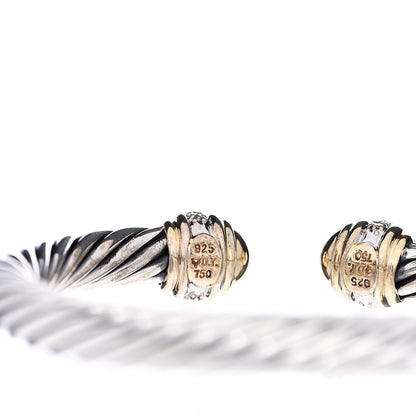 David Yurman Sterling Silver 18K Yellow Gold Diamond 7mm Cable Classics Dome Bracelet 3 of 3