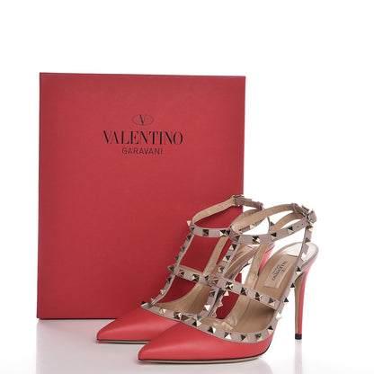 Valentino Garavani Nappa Rockstud Ankle Strap Pumps 38 Fragola Poudre 8 of 8