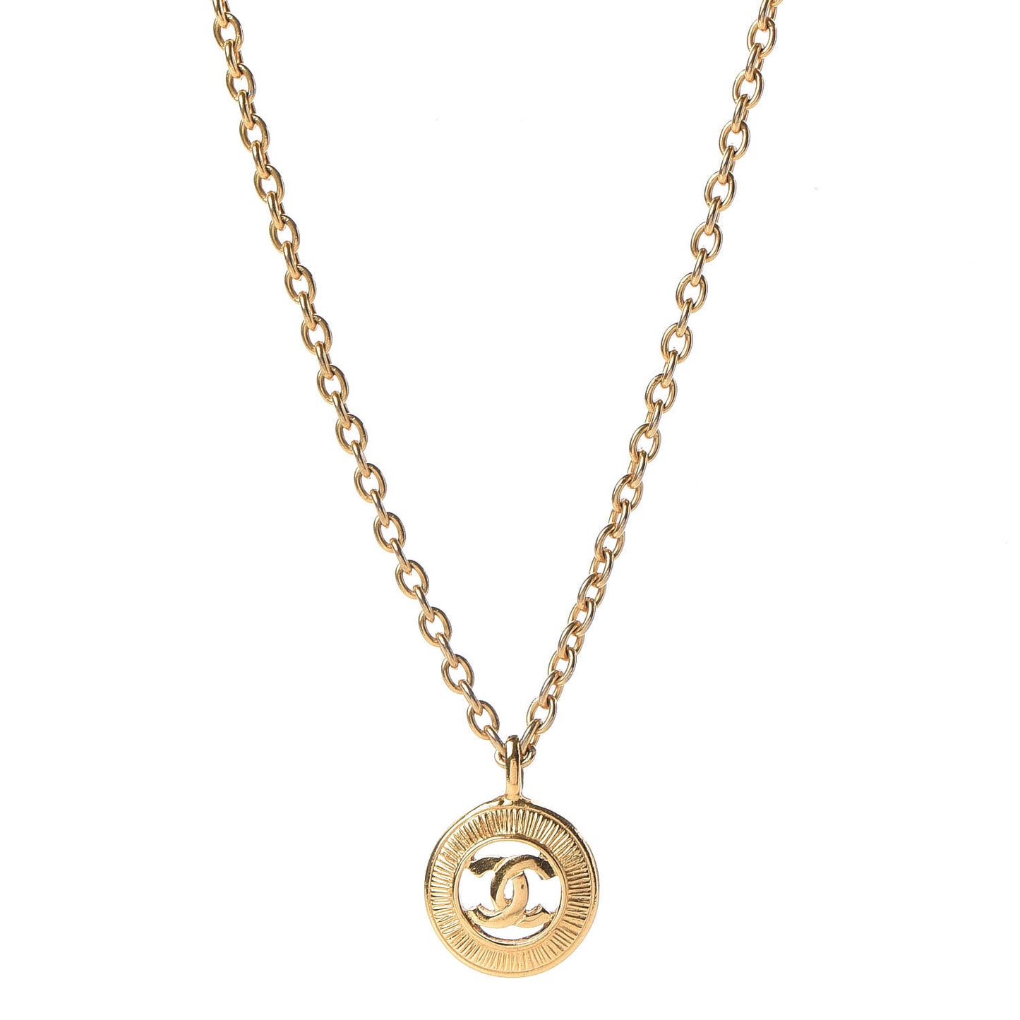 CC Pendant Chain Necklace Gold