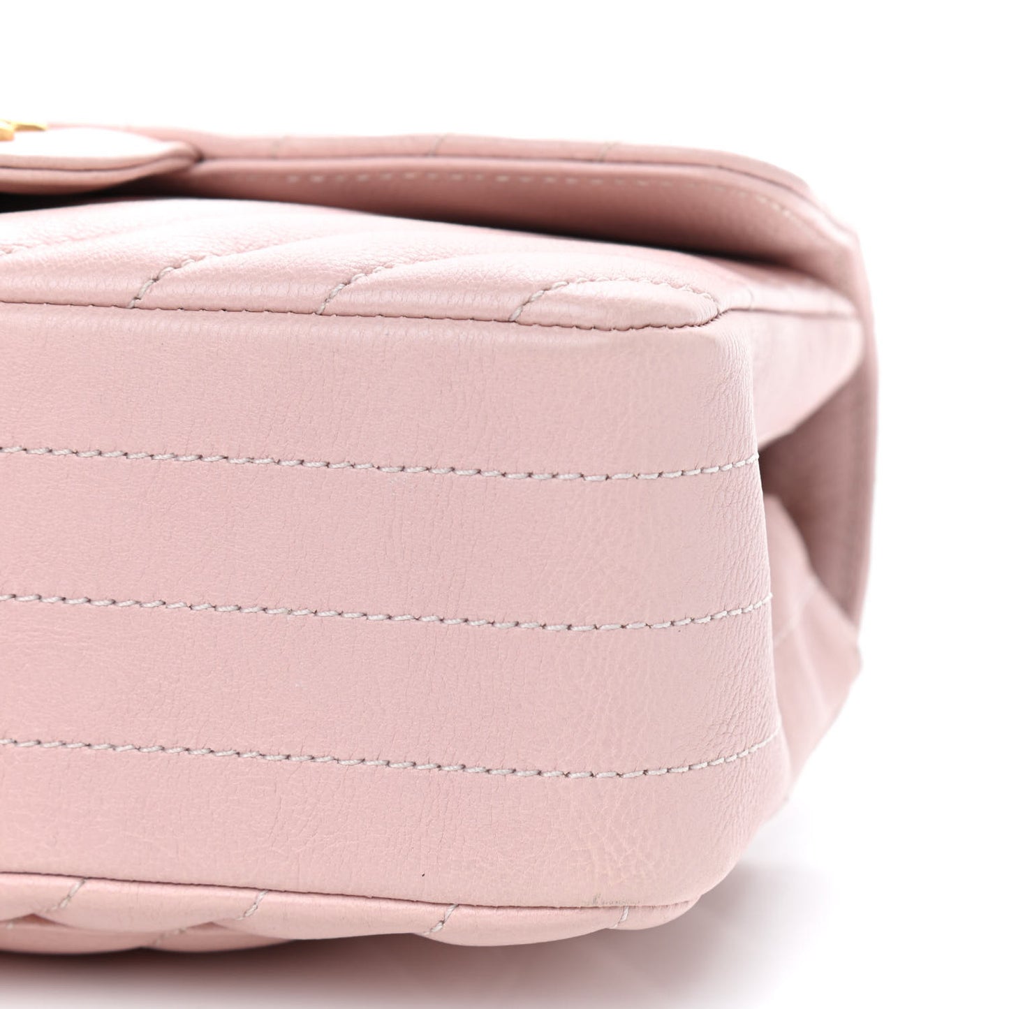 Calfskin Chevron Quilted Mini Rectangular Flap Light Pink