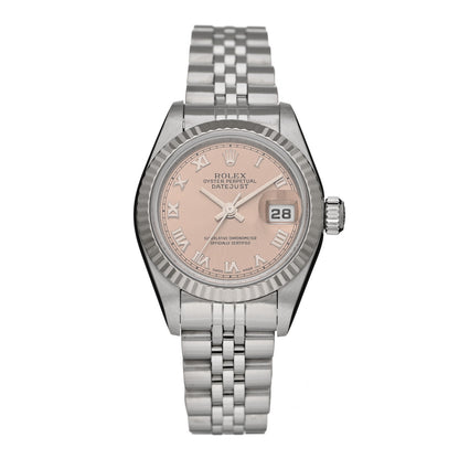 Rolex Stainless Steel 18K White Gold 26mm Oyster Perpetual Datejust Watch Pink Roman 69174 1 of 4