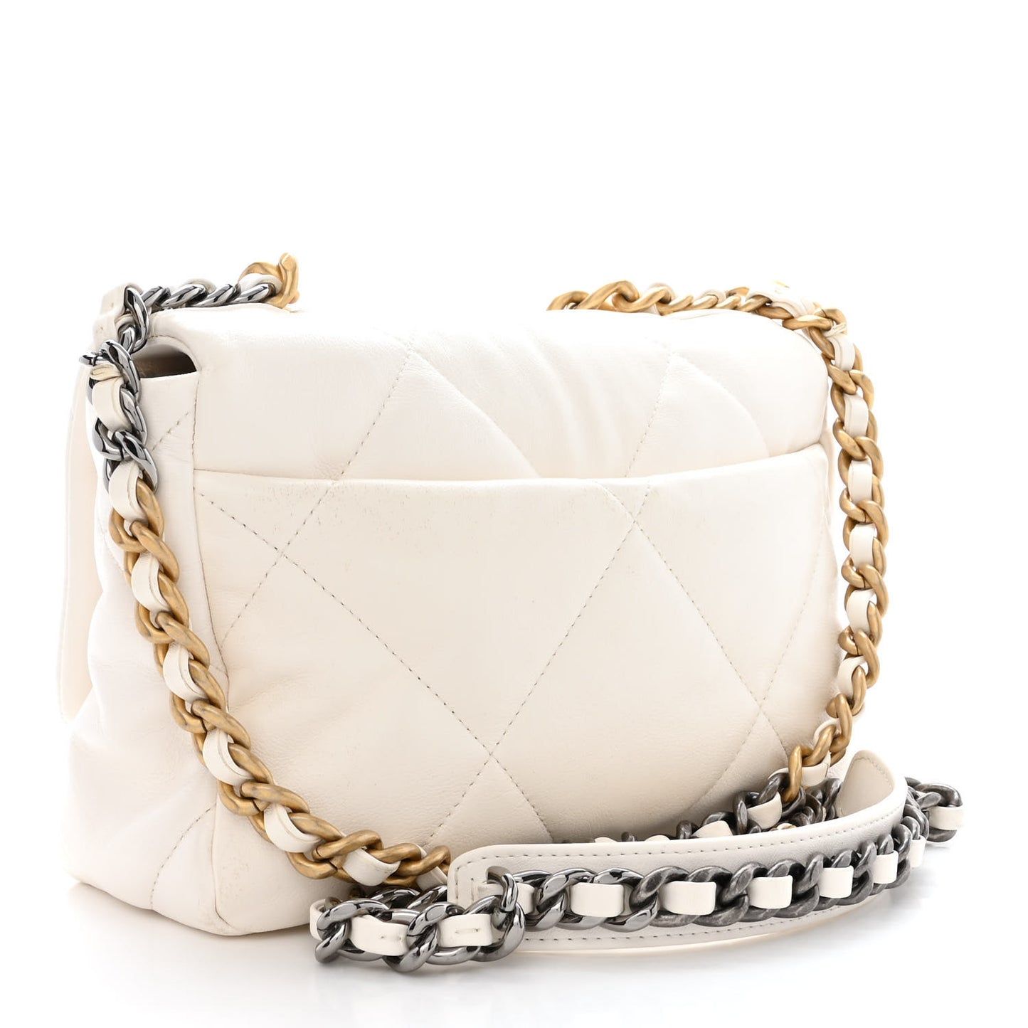 Lambskin Quilted Medium Chanel 19 Flap White