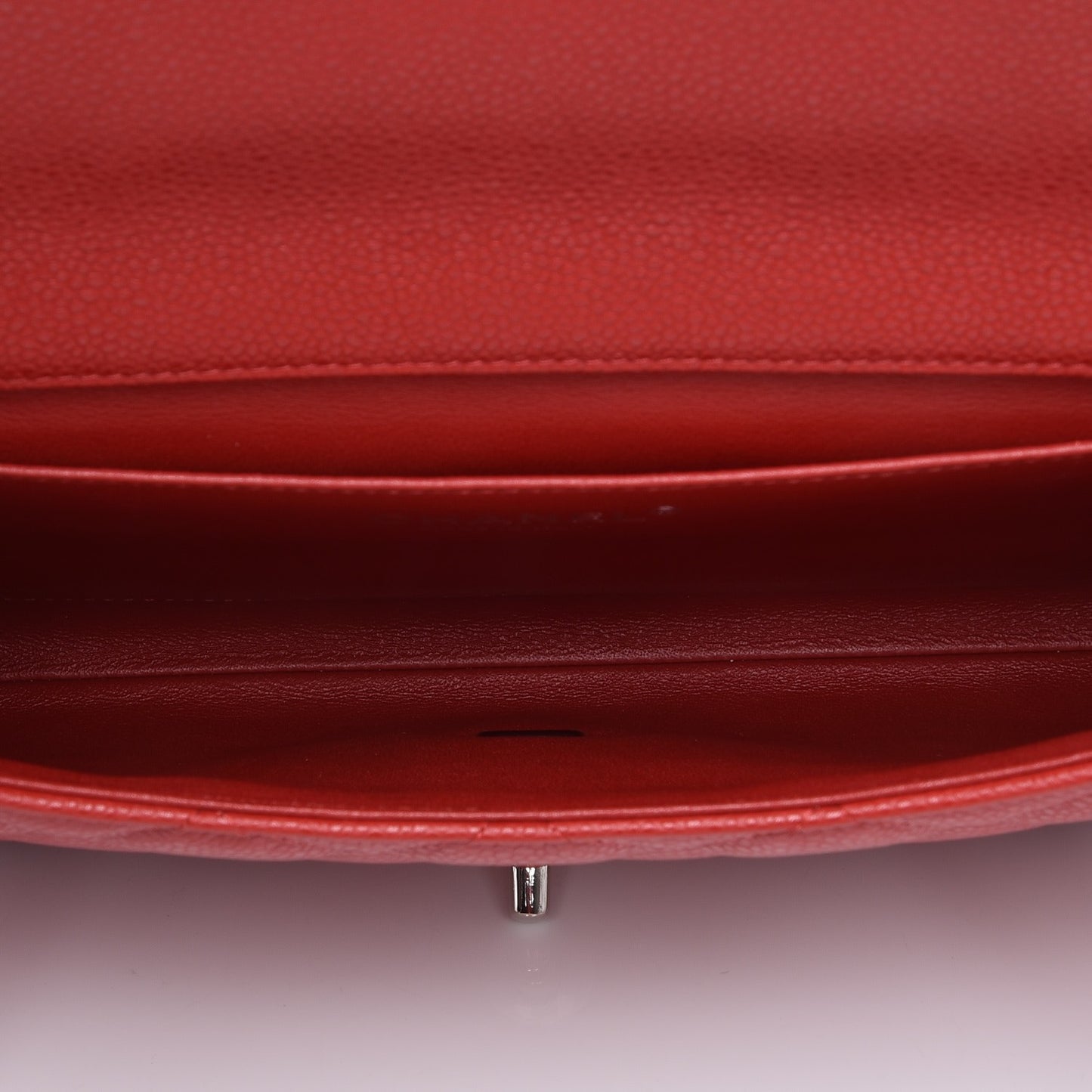 Caviar Quilted Clutch With Chain Flap Red