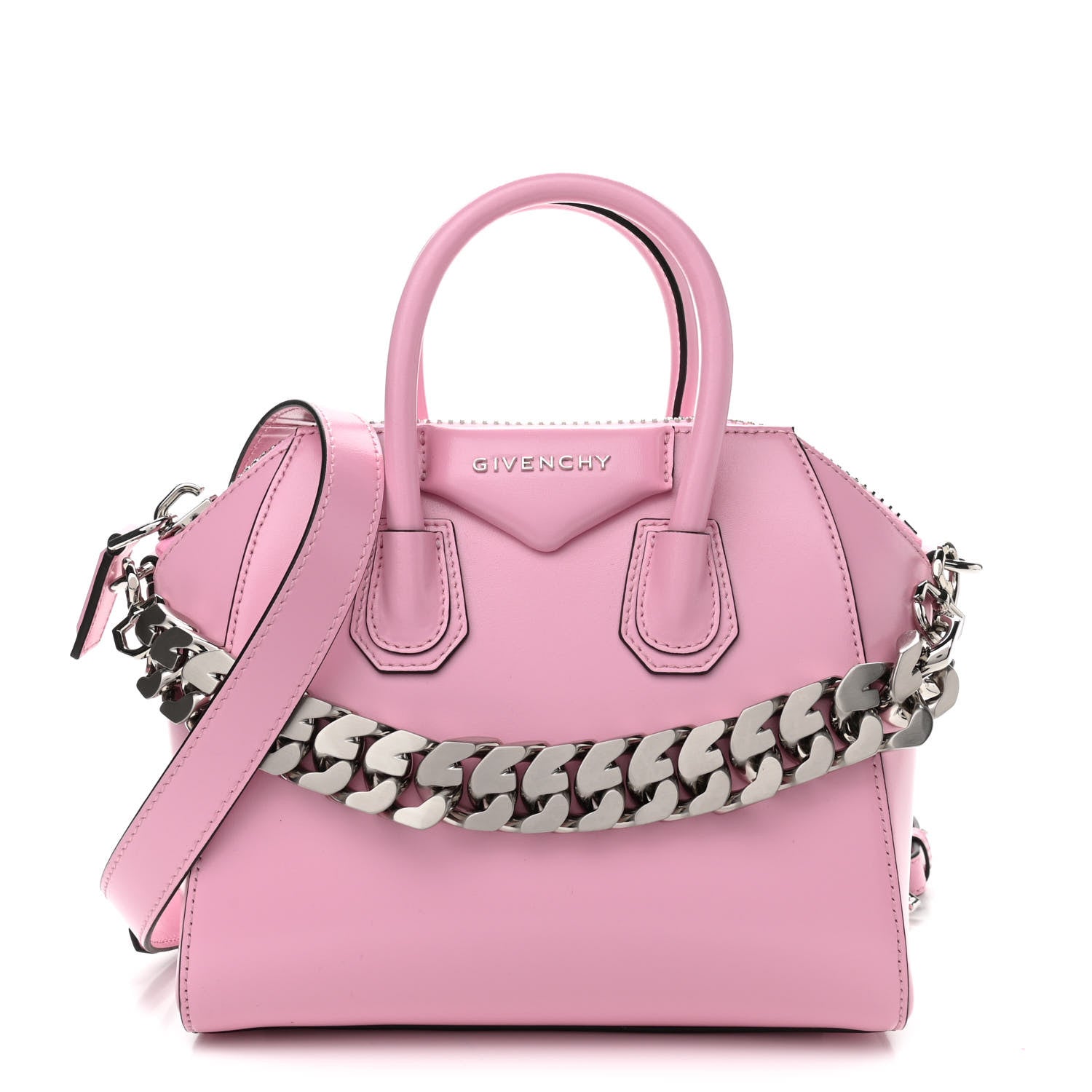 Givenchy Shiny Lord Calfskin Mini Antigona With Chain Baby Pink 1 of 11
