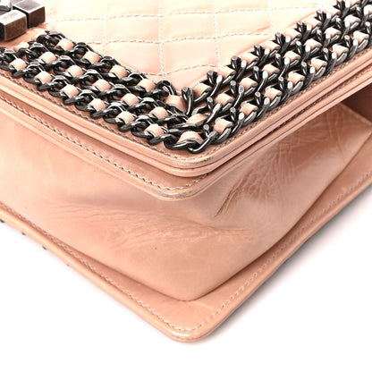 Chanel Glazed Calfskin Quilted Medium Boy Chained Flap Beige 10 of 12