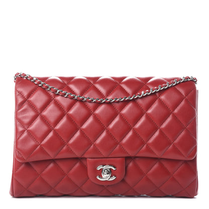 Chanel Lambskin Quilted Clutch With Chain Flap Red 1 of 10