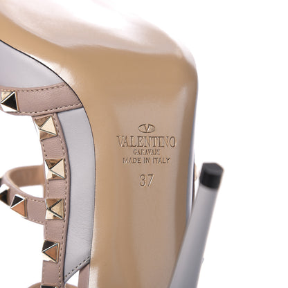 Valentino Garavani Calfskin Nappa Rockstud Ankle Strap 100mm Pumps 37 Pastel Grey Poudre 6 of 7