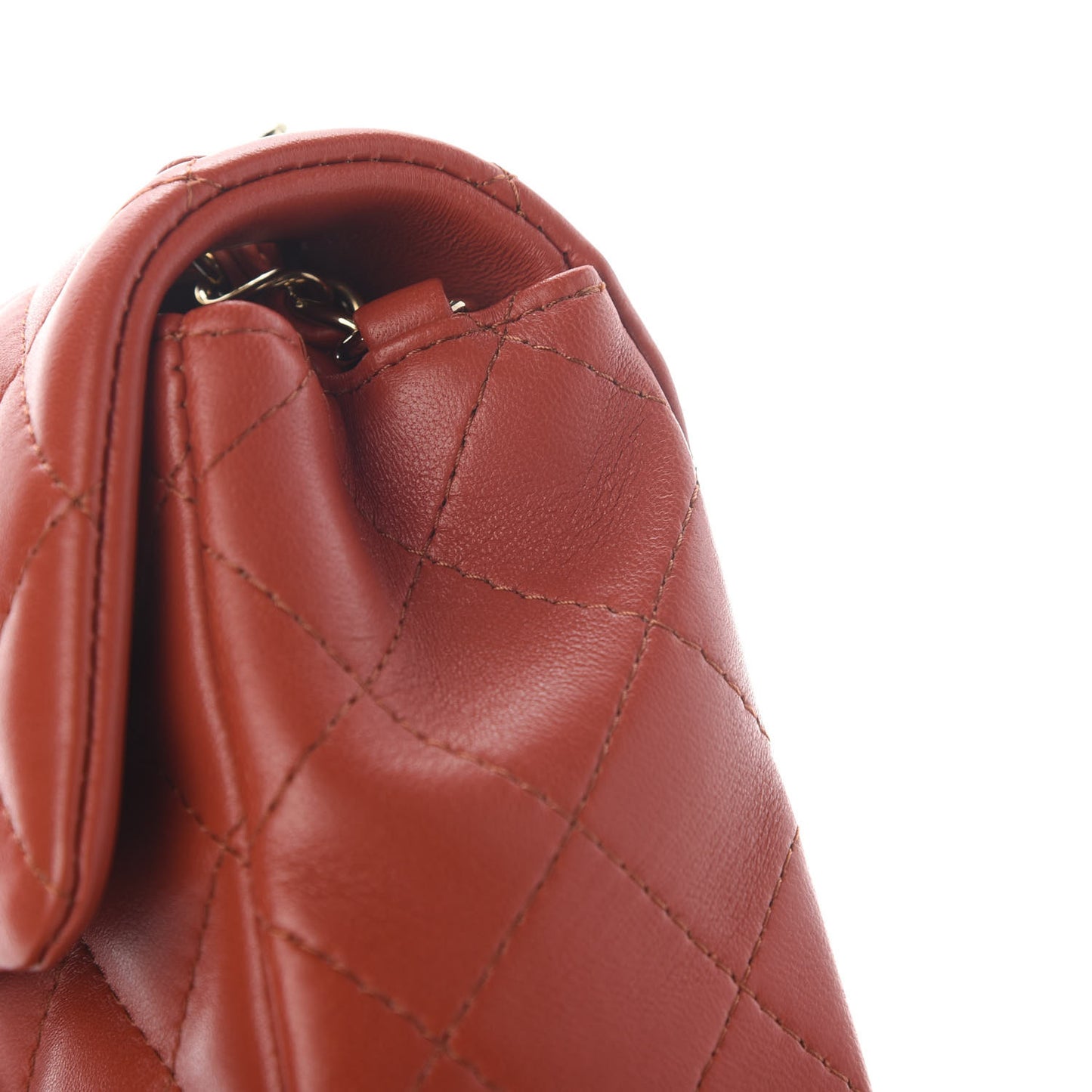 Lambskin Quilted Mini Rectangular Flap Brown