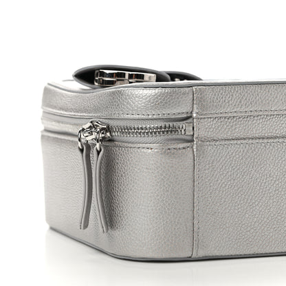 Chanel Metallic Caviar Quilted Large CC Filigree Vanity Case Silver 10 of 11