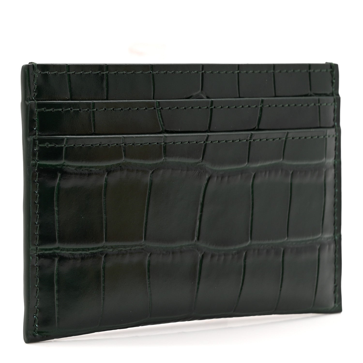 Chanel Calfskin Crocodile Embossed Crococo Card Holder Emerald 3 of 8
